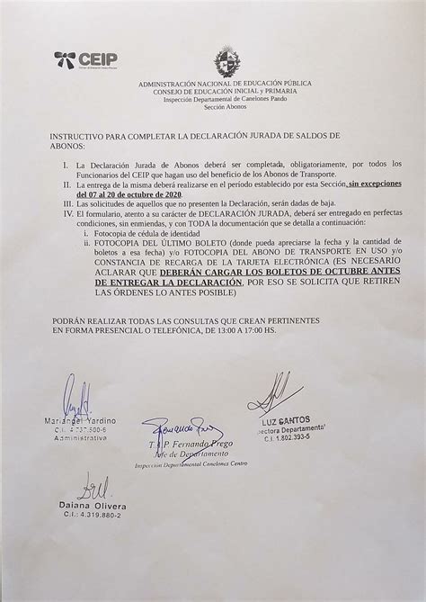 Declaración jurada de SALDO de abonos INSTRUCTIVO