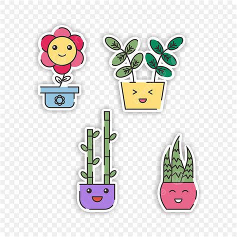 Travel Sticker Collection Vector Design Images, Cute Plant Stickers ...