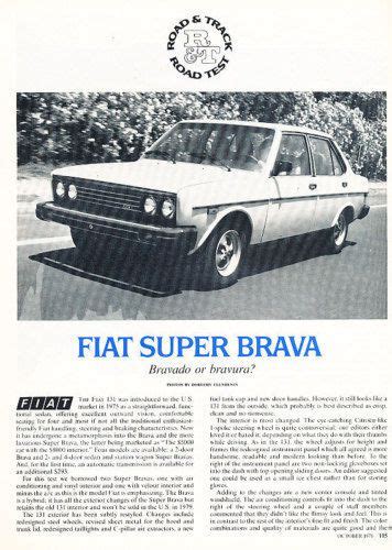 Sell 1978 Fiat Super Brava Road Test Classic Article P52 in Minneapolis, Minnesota, United States