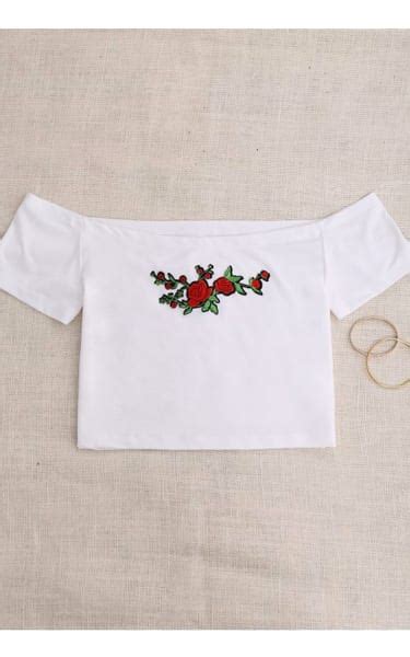 White Off The Shoulder Applique Top BestFashionHQ