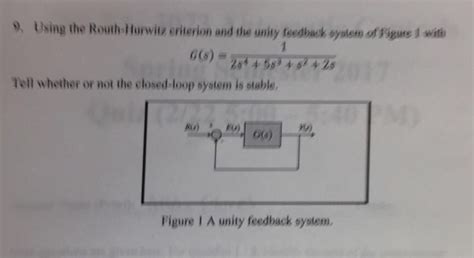 Solved Using The Routh Hurwitz Criterion And The Unity Chegg