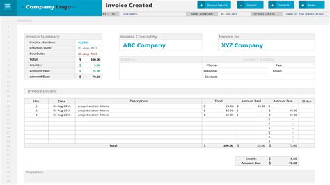 Invoice - Excel Project Management Templates