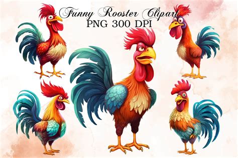 Funny Rooster Sublimation Clipart Graphic by Little Girl · Creative Fabrica