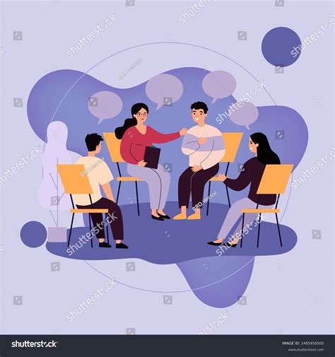 People Suffering Problems Attending Psychological Support Stock Vector