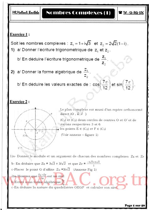 Solution Exercices Nombre Complexe Studypool