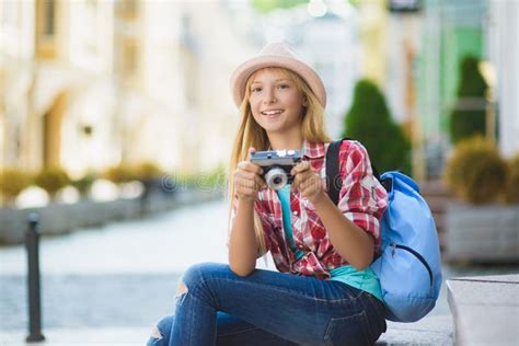 Teenage Girl Travel In Europe Tourism And Vacation Concept Stock Image