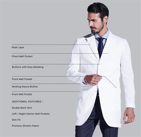 Mens Bernard Slim Fit 34 34 Lab Coat Medelita