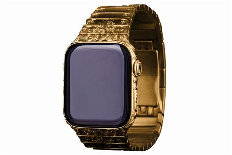 Caviar Luxury Customized Apple Watch With 24k Gold And Hand Engraved Band Series 7 Gps 45mm