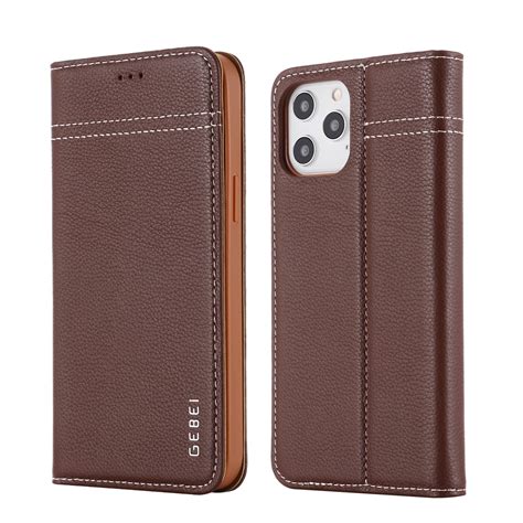 Gebei Top Grain Leather Horizontal Flip Protective Case With Holder