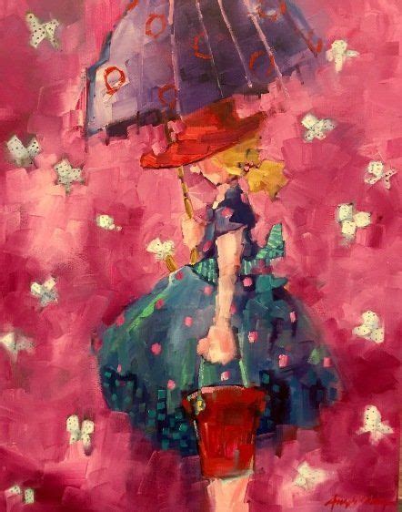 A Painting Of A Woman Holding An Umbrella