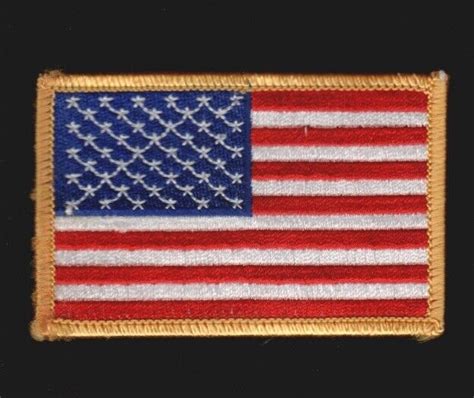 American Flag Embroidered Patch Gold Border Usa Us Patch Ebay