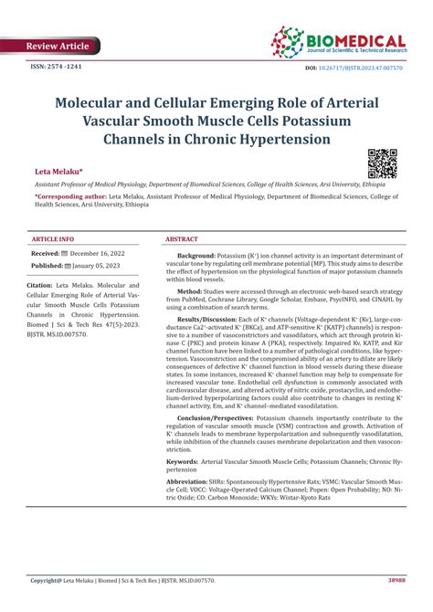 PDF Molecular And Cellular Emerging Role Of Arterial Vascular Smooth