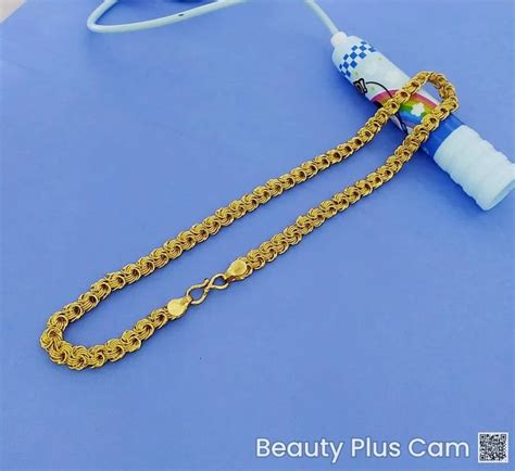 Brass Necklace Mens Trendy Artificial Gold Plated Chain Size 22 At Rs