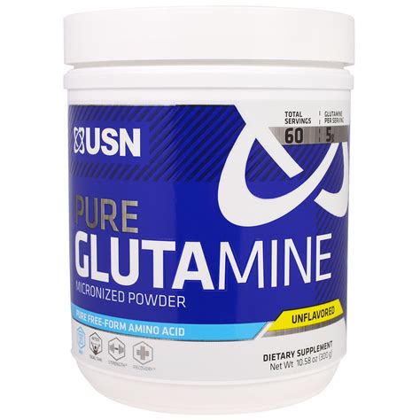 USN Pure Glutamine Micronized Powder Unflavored 10 58 Oz 300 G IHerb