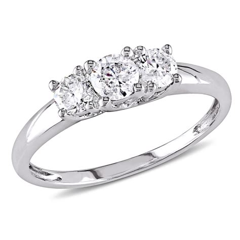 Miabella Women S 1 2 Carat T W Certified Diamond 3 Stone Engagement Ring In 14kt White Gold