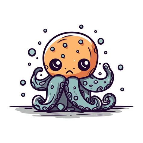 Premium Vector Cute Octopus Cartoon Character Vector Illustration On