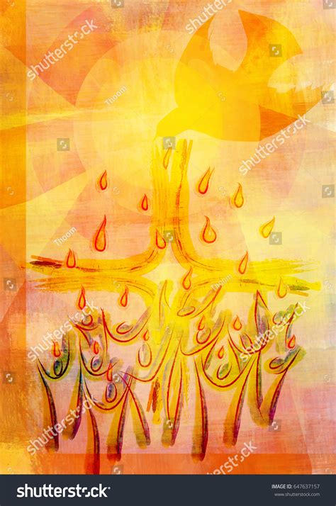 Holy Spirit Pentecost Confirmation Symbol Dove Stock Illustration