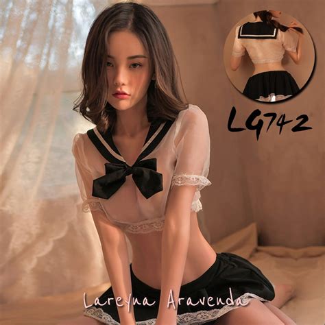 Jual Lareyna Aravenda Set Lingerie Kostum Fantasy Siswa Malam Transparant LG742 Shopee Indonesia