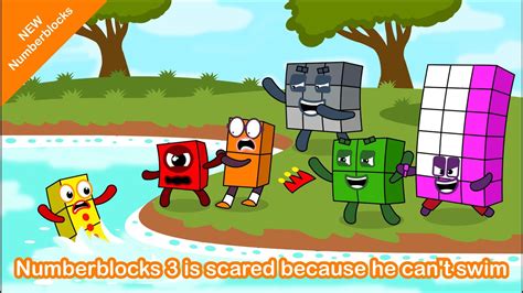 Numberblocks 3 Is Scared Because He Can T Swim Numberblocks Fanmade Coloring Story Youtube