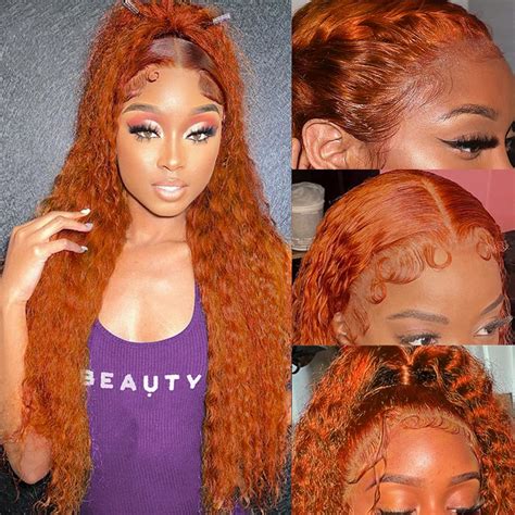 Amazon MSCLARA 13x4 Orange Ginger Deep Wave HD Transparent Lace