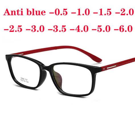 Ultralight Tr90 Myopia Glasses Women Men Fashion Square Plastic Frame Anti Blue Nearsighted