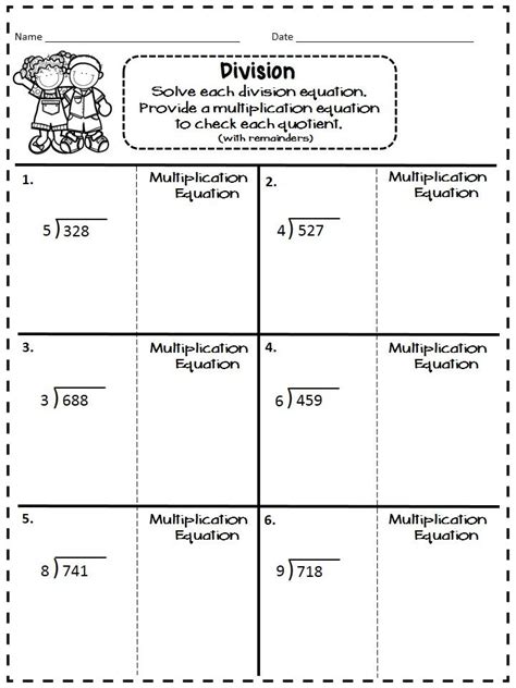 Division With 1 Digit Divisors Worksheet