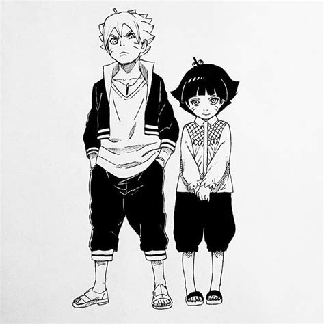 Boruto And Himawari Uzumaki Naruto Ship Naruto And Hinata Standing