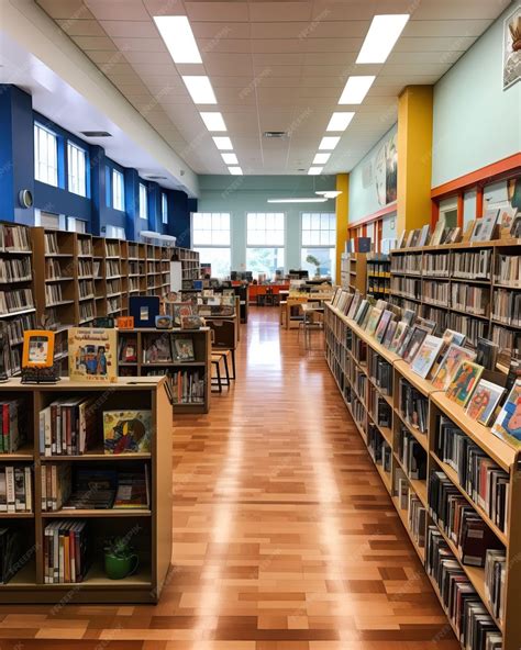 Premium Photo | A school library with shelves overflowing with books