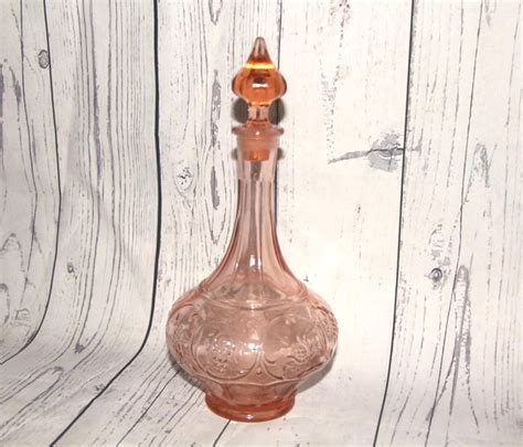 Pink Glass Decanter Antique Carafe For Wine Whiskey Brandy Etsy Glass Decanter Wine Bottle