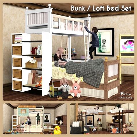 Bunk / Loft Bed Set | Sims 4 loft, Sims 4 bedroom, Sims 4 beds