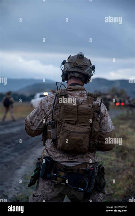 A U S Marine Assigned To The Reconnaissance Company 15th Marine