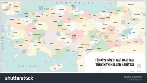 Turkey Political map, Turkey city map, city, - Royalty Free Stock Vector 2309831997 - Avopix.com