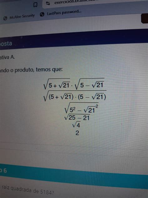 alguém pode me explicar de onde saiu essa 5 elevado a dois e o sqrt 21