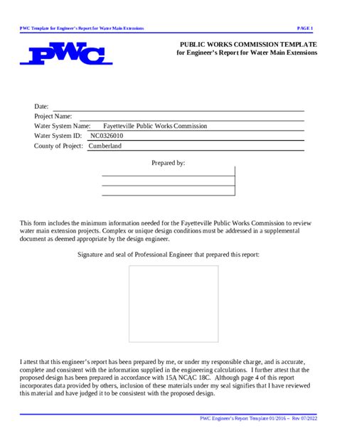 Guidelines For Engineering Reports For Water Doc Template Pdffiller