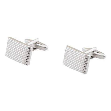 Buy The Tie Hub Brass Silver Silver Lining Rectangular Cufflink Men