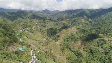 Premium Photo Aerial View Of Rice Terraces On The Slopes Of The