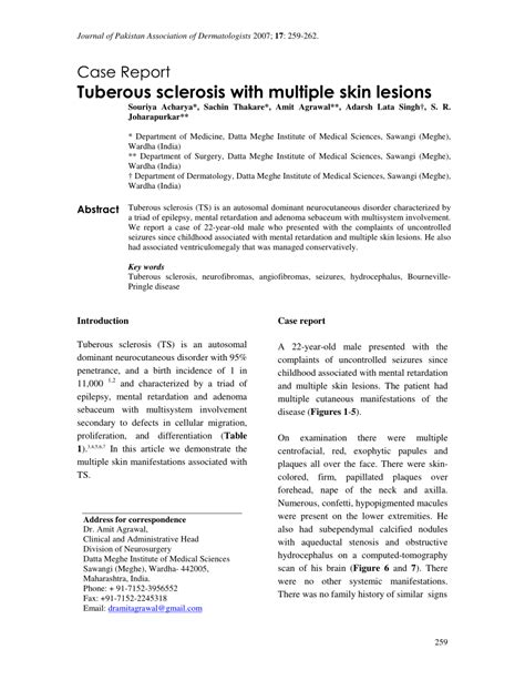 (PDF) Tuberous sclerosis with multiple skin lesions