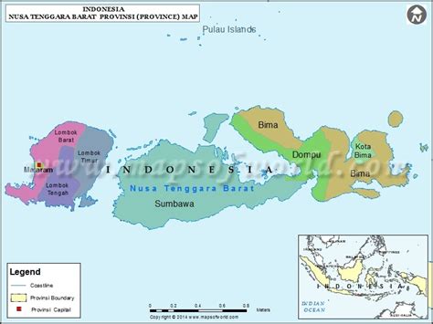 Nusa Tenggara Barat Map, Map of Nusa Tenggara Barat Province, Indonesia