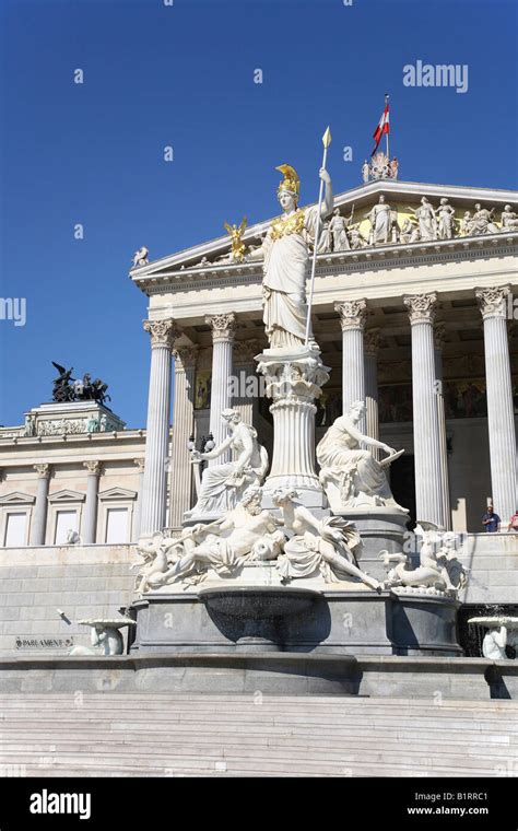 Statue Of Athena Pallas Athene Parliament Vienna Austria Europe