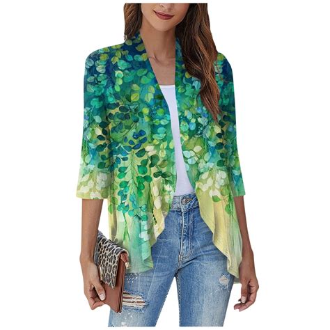 Kddylitq Lightweight Cardigans For Women Sleeve Floral Print Open