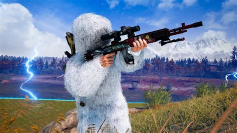 MK14 + АКМ + БЕЛЫЙ МАСКХАЛАТ от ПЕРВОГО ЛИЦА НА ХОЛОДНОМ ВИКЕНДИ В ПАБГ ...