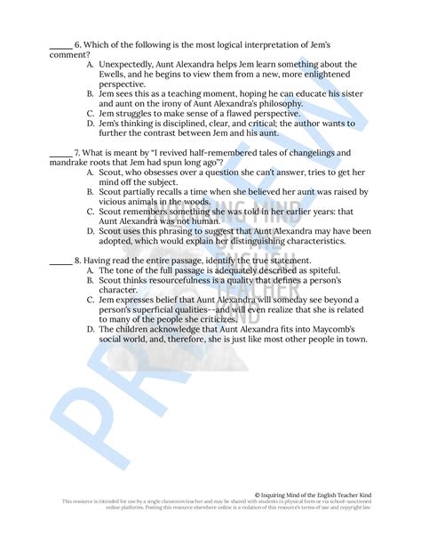 To Kill a Mockingbird Chapter 13 Close Reading Worksheet | Made By Teachers