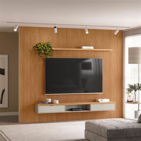 Painel Ripado Modular Para Sala Estar Quarto Escrit Rio Tv At