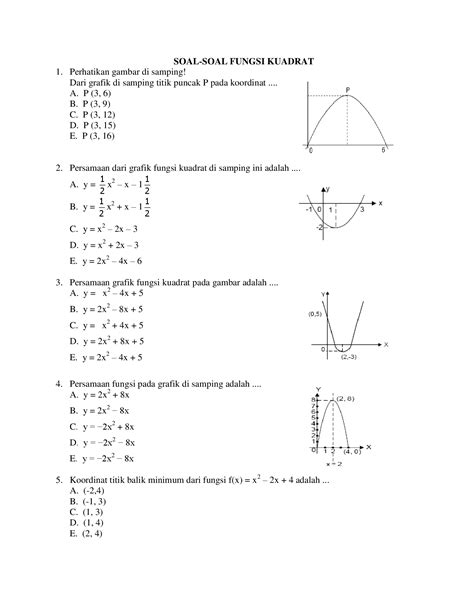 Pdf Soal Soal Fungsi Kuadrat · Persamaan Dari Grafik Fungsi