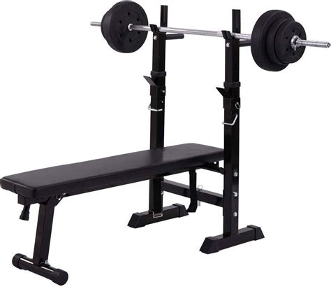 Adjustable Multifunctional Folding Fitness Barbell Rack & Weight Bench