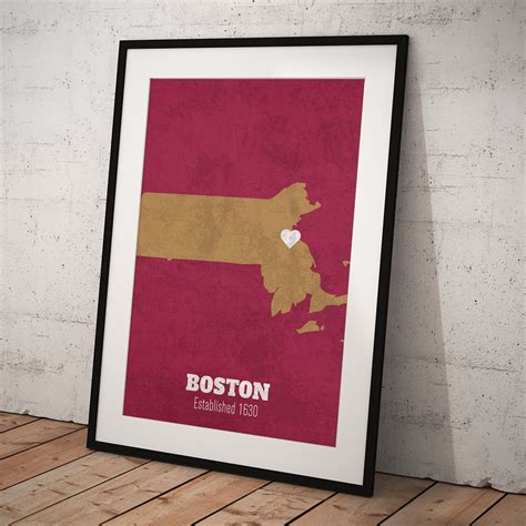 Boston Massachusetts City Map Founded 1630 Boston College Color Palette