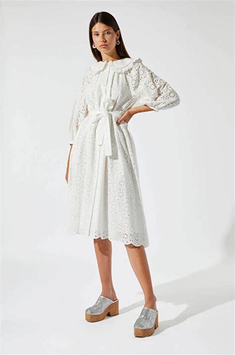 Robe Longue Broderie Blanc Manoush