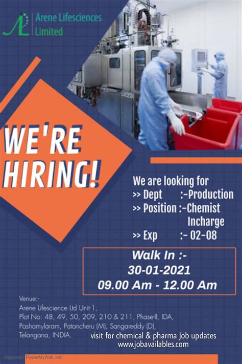 Arene Lifesciences Ltd Job Opening For Production Dept