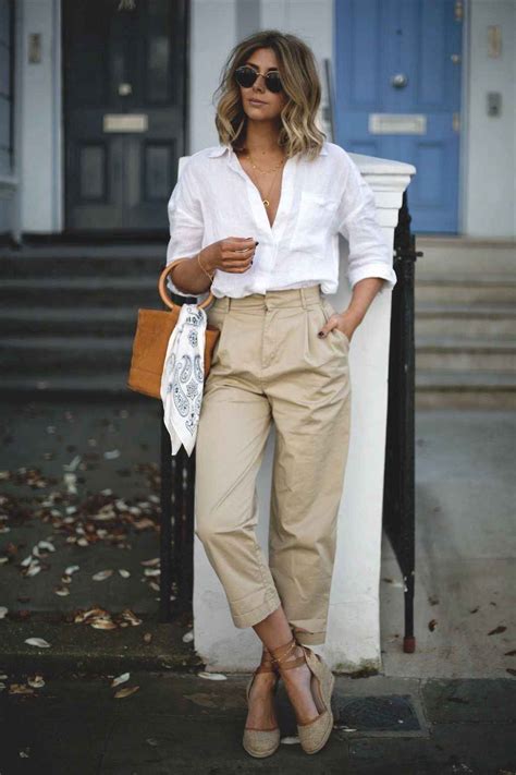 28 Elegant Beige Linen Pants Outfit Ideas