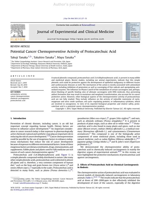 Pdf Potential Cancer Chemopreventive Activity Of Protocatechuic Acid